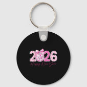 2026 Happy New Year Bow Patch Disco Ball  Sleutelhanger (Voorkant)