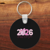 2026 Happy New Year Bow Patch Disco Ball Sleutelhanger (Voorkant)