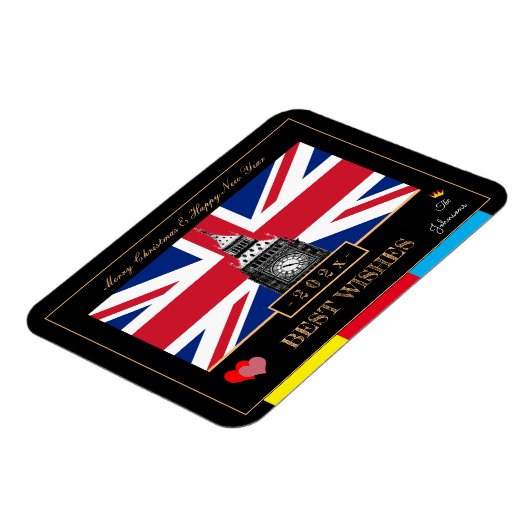 2026 Happy New Year, Britse vlag, Big Ben Verenigd Magneet (Linkerzijde)