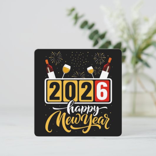 "2026 Happy New Year" Celebration Design Bedankkaart (Staand voorkant)