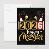 "2026 Happy New Year" Celebration Design Briefkaart (Voorkant / Achterkant)