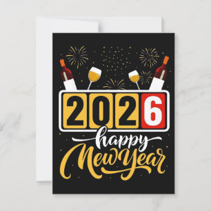 "2026 Happy New Year" Celebration Design Briefkaart