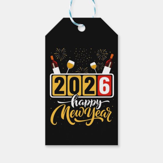 "2026 Happy New Year" Celebration Design Cadeaulabel (Voorkant)