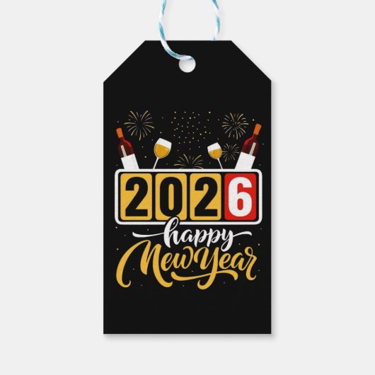 "2026 Happy New Year" Celebration Design Cadeaulabel (Achterkant)