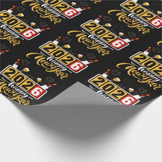 "2026 Happy New Year" Celebration Design Cadeaupapier (Hoek)