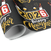 "2026 Happy New Year" Celebration Design Cadeaupapier (Rol Hoek)