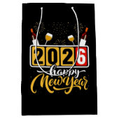 "2026 Happy New Year" Celebration Design Medium Cadeauzakje (Voorkant)
