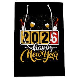 "2026 Happy New Year" Celebration Design Medium Cadeauzakje