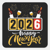 "2026 Happy New Year" Celebration Design Vierkante Sticker (Voorkant)