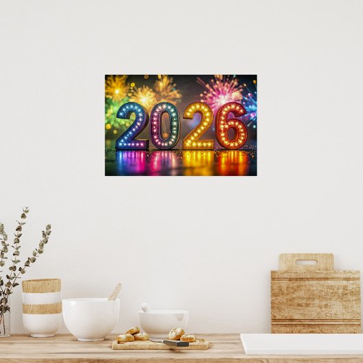 2026, Happy New Year Celebration, Poster (Keuken)