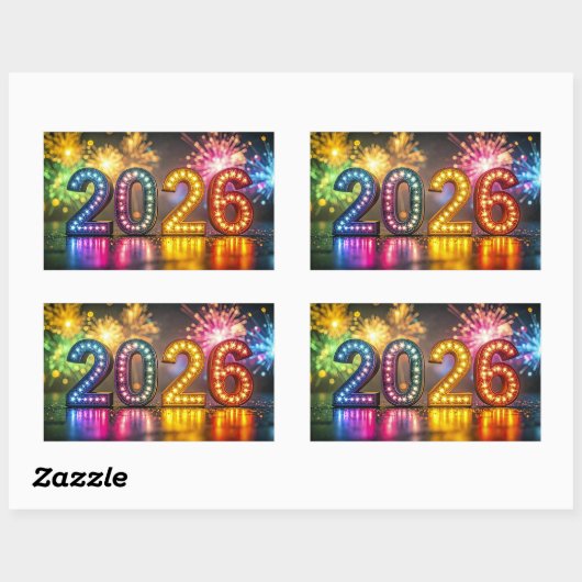 2026, Happy New Year Celebration, Rechthoekige Sticker (Vel)