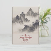 2026 Happy New Year Chinese Ink Mountain Feestdagenkaart (Staand voorkant)