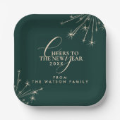 2026 Happy New Year Classy Modern Typography Green Papieren Bordje (Voorkant)