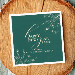2026 Happy New Year Classy Modern Typography Teal Servet