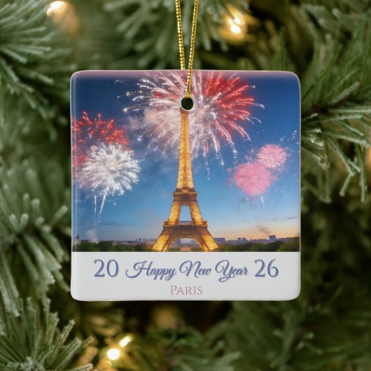 2026 Happy New Year Customizable Ornament - Paris (Boom)