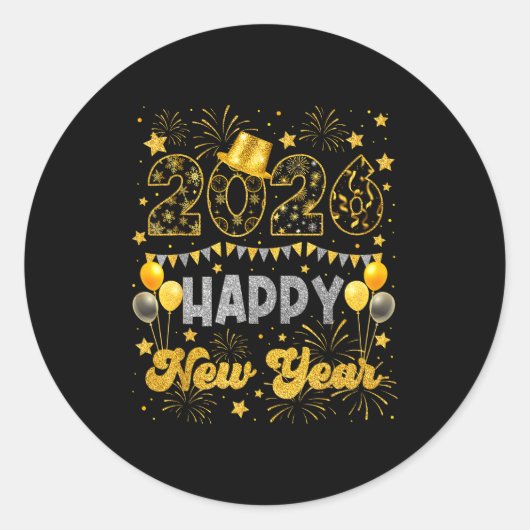 2026 Happy New Year Eve Celebration Firework Men W Ronde Sticker (Voorkant)