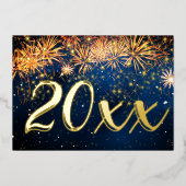 2026 Happy New Year Eve Vuurwerk Kerstfeest Folie Uitnodiging (Voorkant)