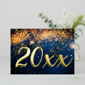 2026 Happy New Year Eve Vuurwerk Kerstfeest Folie Uitnodiging (Staand Voorkant)