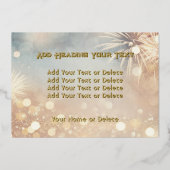 2026 Happy New Year Eve Vuurwerk Kerstfeest Folie Uitnodiging (Achterkant)