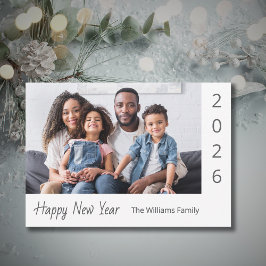 2026 Happy New Year Family Photo Modern Feestdagenkaart