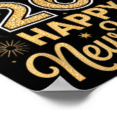 2026 Happy New Year Festive Top Hat Balloon Firewo Poster (Hoek)