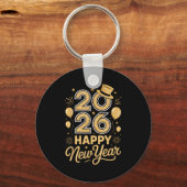 2026 Happy New Year Festive Top Hat Balloon Firewo Sleutelhanger (Voorkant)