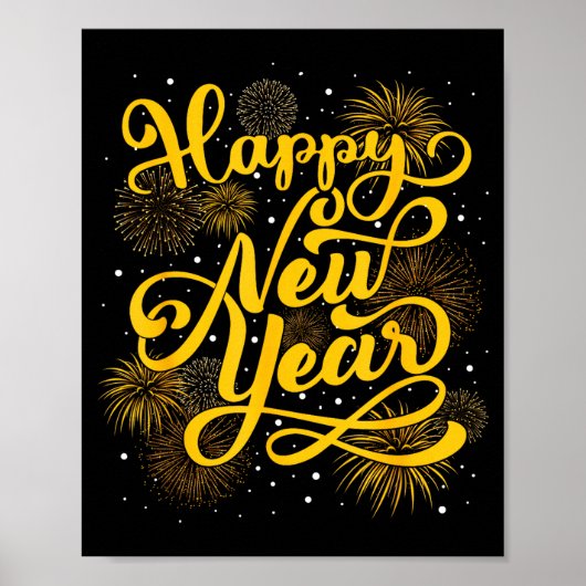2026 Happy New Year Firework New Year's Eve Party Poster (Voorkant)