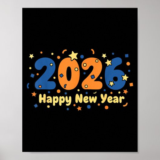 2026 Happy New Year Fireworks Celebration  Poster (Voorkant)