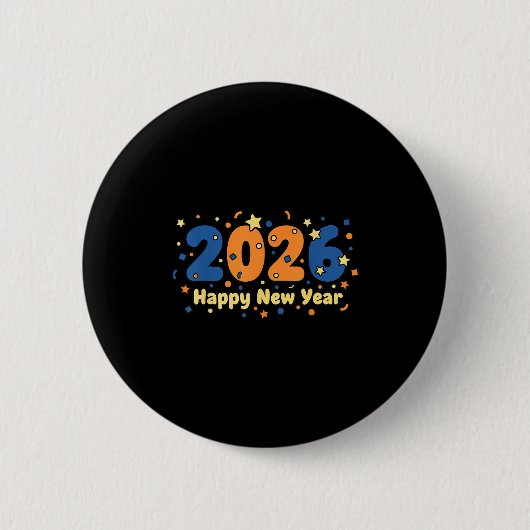 2026 Happy New Year Fireworks Celebration  Ronde Button 5,7 Cm (Voorkant)
