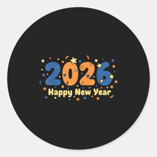2026 Happy New Year Fireworks Celebration  Ronde Sticker (Voorkant)