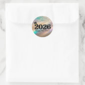 2026 happy new year, fun cute hat glitters ronde sticker (Tas)