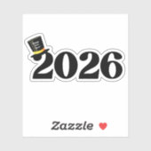 2026 happy new year, funny cute hat stylish sticker (Vel)