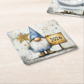 2026, Happy New Year, gnome, Kartonnen Onderzetters (Schuin)