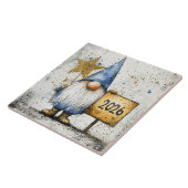 2026, Happy New Year, gnome, Tegeltje (Zijkant)