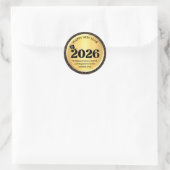 2026 happy new year, gold black sparkles  ronde sticker (Tas)