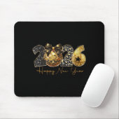 2026 Happy New Year Gold Disco Leopard Bow Coquett Muismat (Met muis)