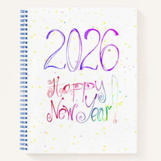 2026 happy new year handlettering Spiral Notebook Notitieboek