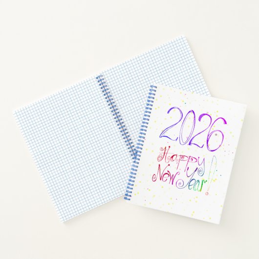 2026 happy new year handlettering Spiral Notebook Notitieboek (Binnen)