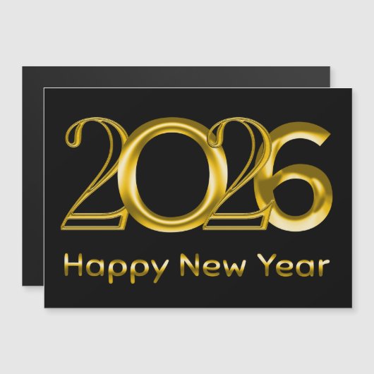 2026 Happy New Year in Bright Gold (Voorkant / Achterkant)