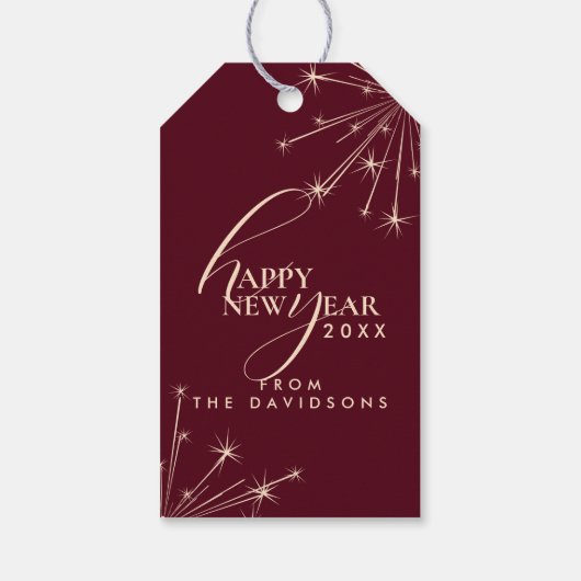 2026 Happy New Year Modern Festive Typography Cadeaulabel (Achterkant)