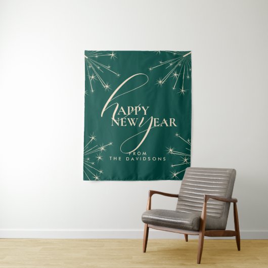 2026 Happy New Year Modern Festive Typography Wandkleed (In situ)
