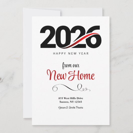 2026 Happy New Year New Home Announcement/ Kaart (Voorkant)