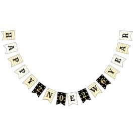 2026 Happy New Year Party Faux Gold Stars Stripes Vlaggetjes