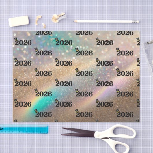 2026 happy new year pattern colorful glitters  tissuepapier (Craft)