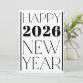 2026 Happy New Year typografie business logo naam Feestdagenkaart (Staand voorkant)