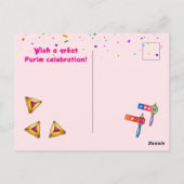 2026 Happy Purim Festival Briefkaart (Achterkant)