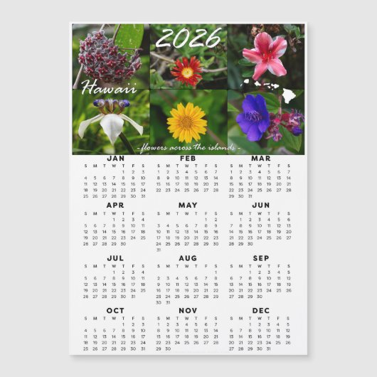 2026 Hawaiiaanse Bloemkalender (Magneet) (Voorkant)