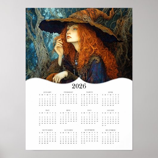 2026 Heks Volledig Jaar Jaarlijkse Wandkalender Poster (Voorkant)