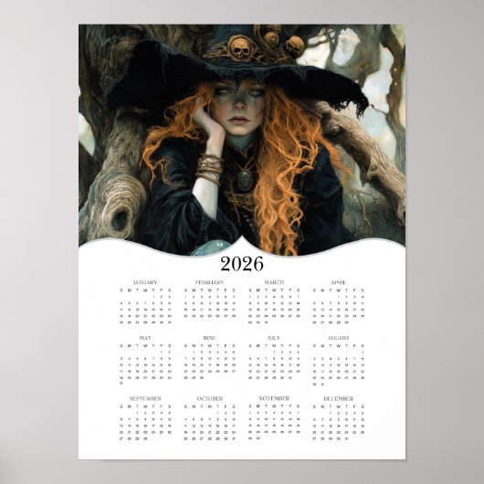 2026 Heks Volledig Jaar Jaarlijkse Wandkalender Poster (Voorkant)