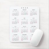 2026 Hele Jaar Jaarlijkse Kalender Elegante Thuisw Muismat (Met muis)